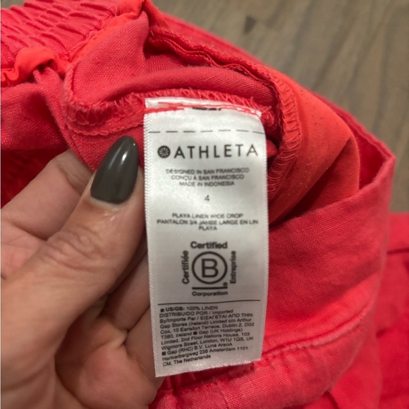 ATHLETA Playa Linen Wide Leg Crop Pants Passion Fruit Coral. Size 4 - Picture 8 of 11